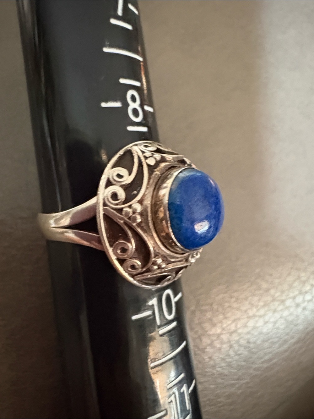 Silver Filigree Ring with Lapis Lazuli Stone from Spain